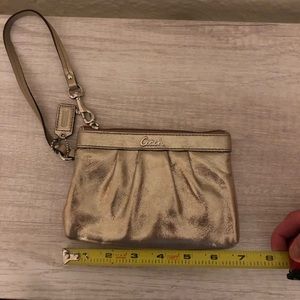 Metallic Gold Coach Wristlet